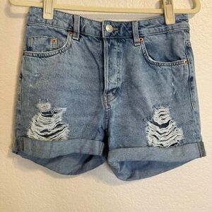 H&M Divided Light Blue Distressed High Rise Jean Shorts - 6